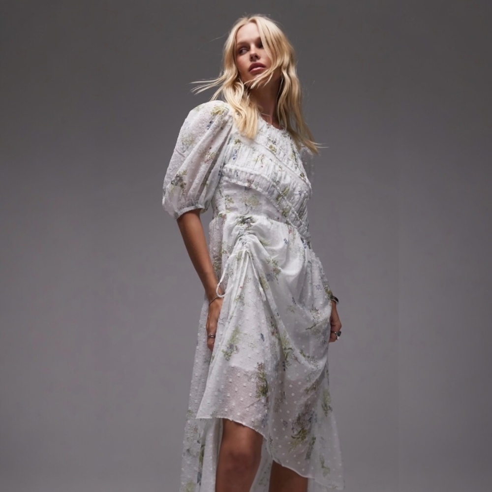New All Saints Dress Serene Lace Ecru/White Midi Dress Size 8 - Picture 1 of 12